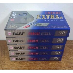 5 x BASF CHROME EXTRA II 90 IEC TYPE II PRECISION HI-FI BLANK CASSETTE TAPE NEW
